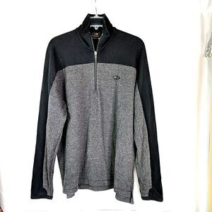 Icebreaker Merino Wool Quarter Zip Pullover Sweater Men XL Gray Black Thumbhole